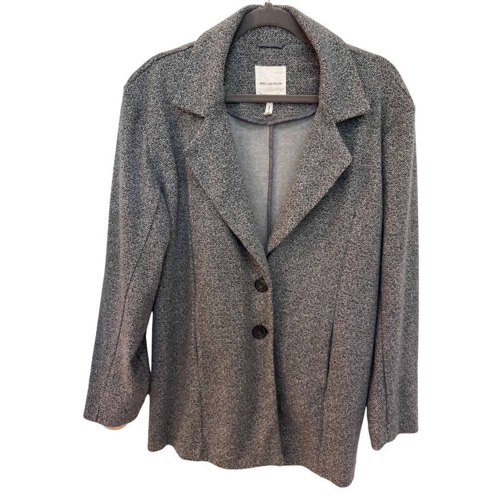 Avec Les Filles Womens Gray Tweed Jacket Career Casual Size M